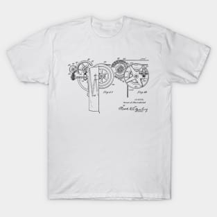 Automatic Bowling Mechanism Vintage Patent Hand Drawing T-Shirt